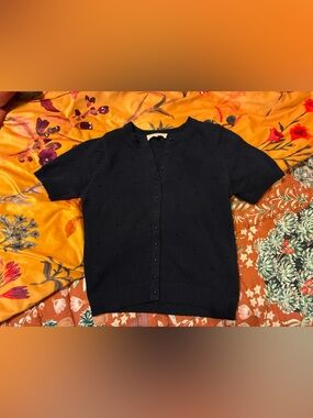 Sezane Kyle Navy Button-Front Cardigan